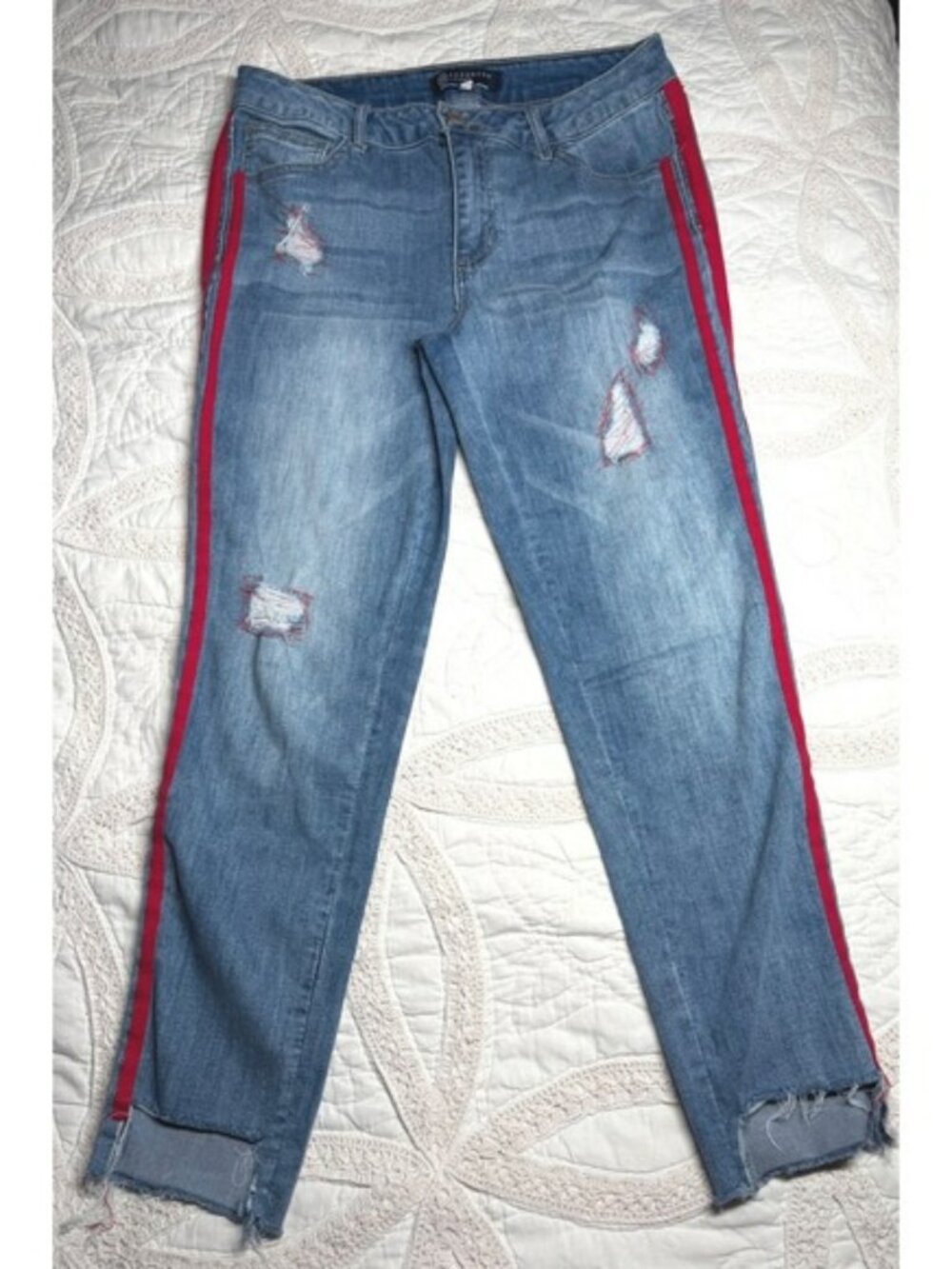 Boom Boom Jeans Distressed Denim Grunge Urban Streetwear Moto Y2K Women Size 11
